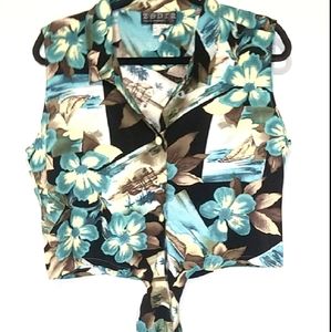 Zebra Mid Belly Tie Rayon Women's Blouse